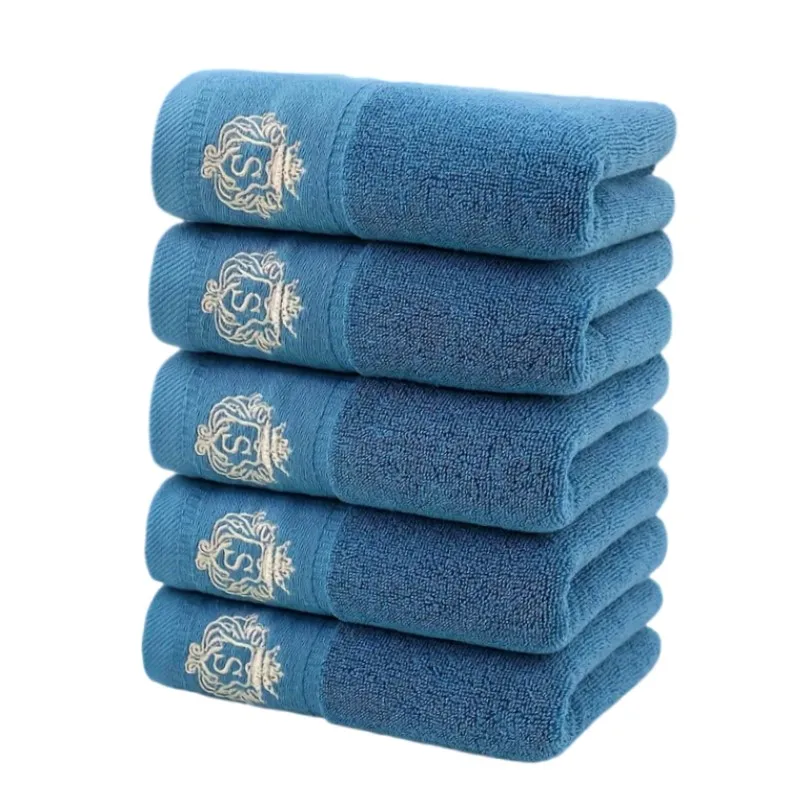 1/5/10PCS Ręcznik łazienkowy bawełniany 35x75cm 70x140cm Ręcznik kąpielowy do twarzy Miękki prezent Chłonny sportowy ręcznik chłonny 수건 세트 Niebieski Biały