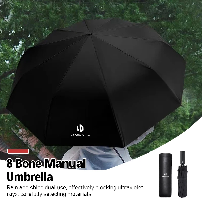 

Car Rainproof Windproof UV Protection 12 Bone Black Umbrella For Leapmotor Reev 2021 2022 2023 2023 LP Leap T03 S01 C11 C01