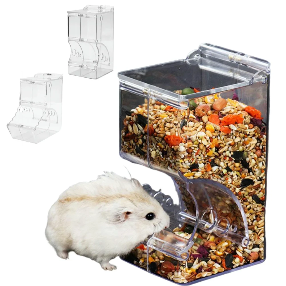 

Hamster Rabbit Food Dispenser Feeder Plastic Clear Automatic Pet Feeder For Hamster Guinea Pigs Food Bowl Container