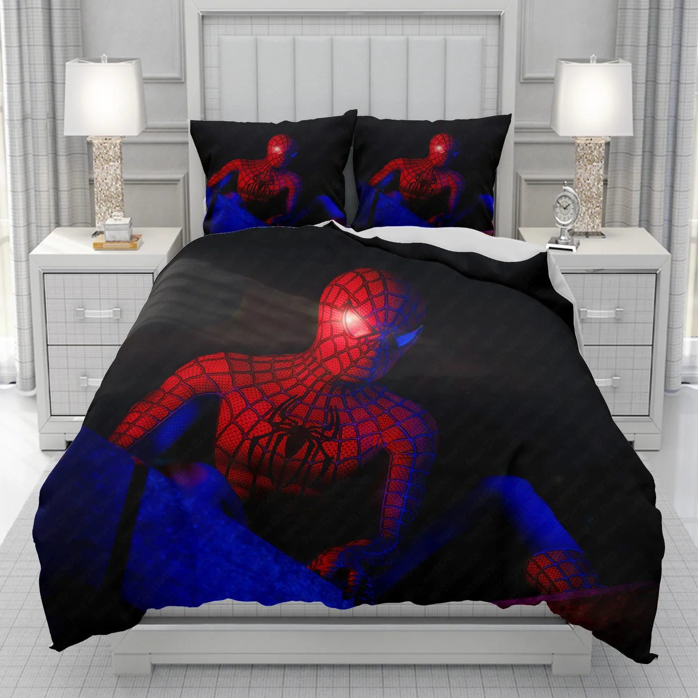 Spider Man superhero selimut penutup Pria Wanita/anak, Set seprai kartun Disney motif kartun, tempat tidur nyaman lembut