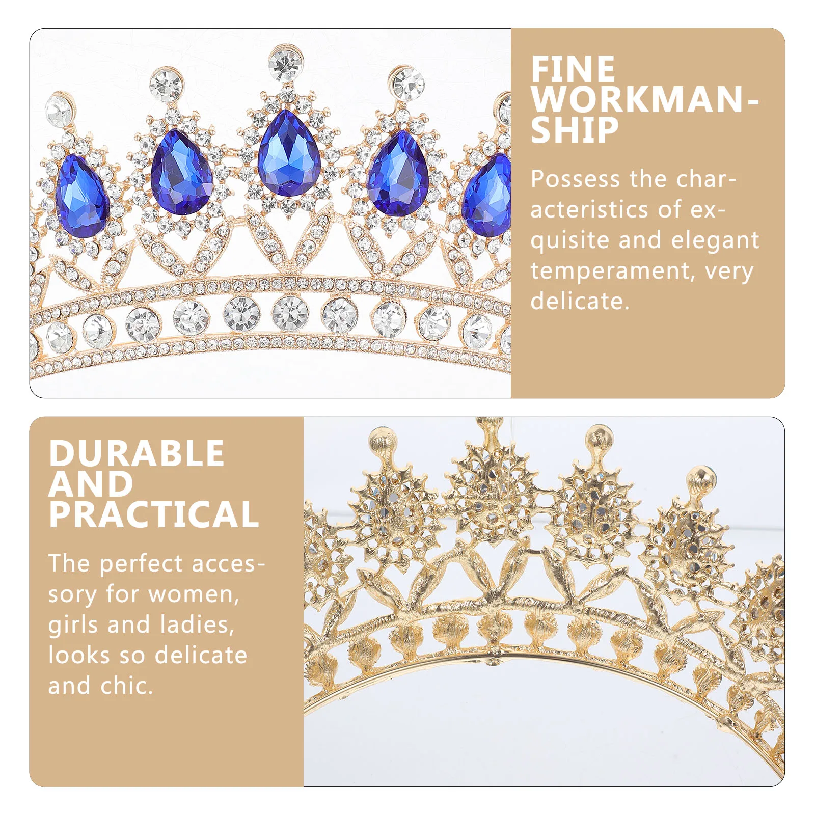 

1pc Princess Crown High-End Water Bridal Headband For Women Girls Rhinestone Crystal Crown Hair Jewelry