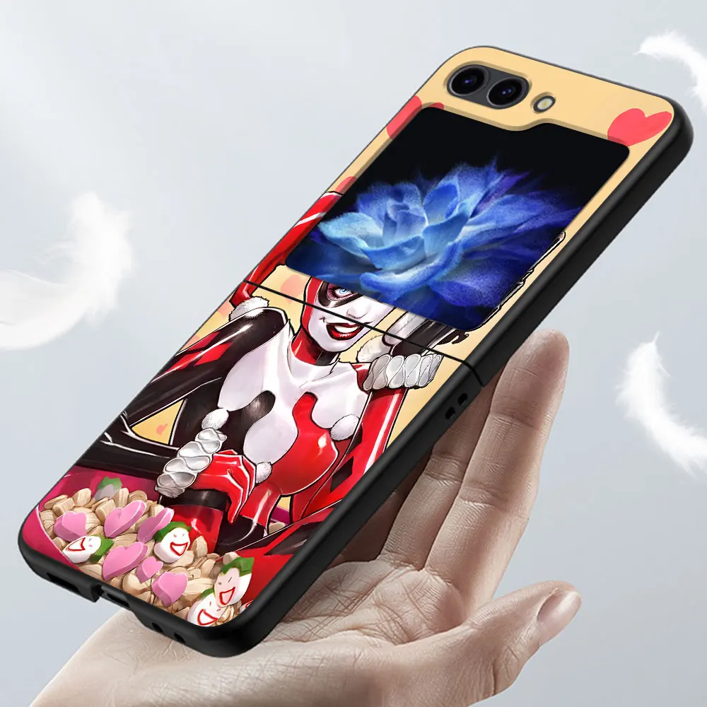 Harley Quinn Case for Samsung Galaxy Z Flip6 Flip5 Black Hard Cover Z Flip 5 6 PC Cell Phone Coque Zflip6 Zflip5 Fundas Capas