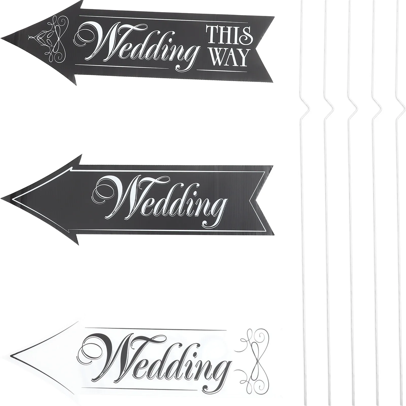1Set Wedding Directional Yard Sign Classical Arrow Shape Solid Sturdy Garden Stake Romantic Outdoor Wedding Party Decor Welcome view 4