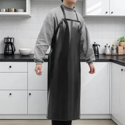 

Waterproof Heavy Duty Pvc Apron Black 110X80Cm Oil Resistant Chemical Protection Industrial Sleeveless Apron For Kitchen