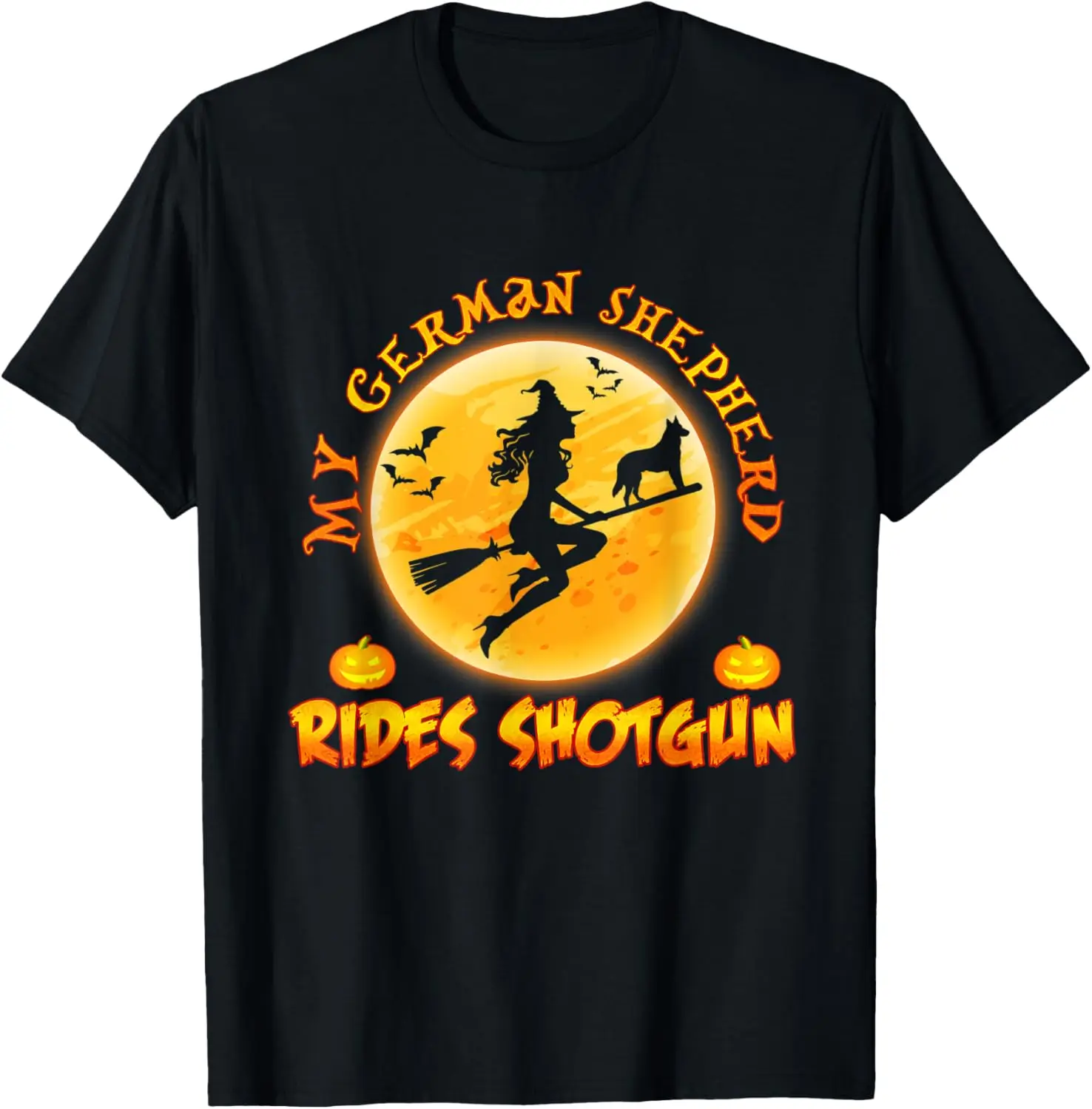 My German Shepherd Rides Shotgun Dog Halloween Costumes T-Shirt