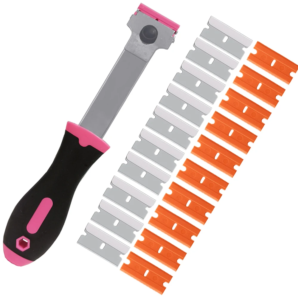 Long Cleaning Razor Scraper with 20pcs Spare Blades for Home Floor Ceramic Hotel Car Clean Tools E47