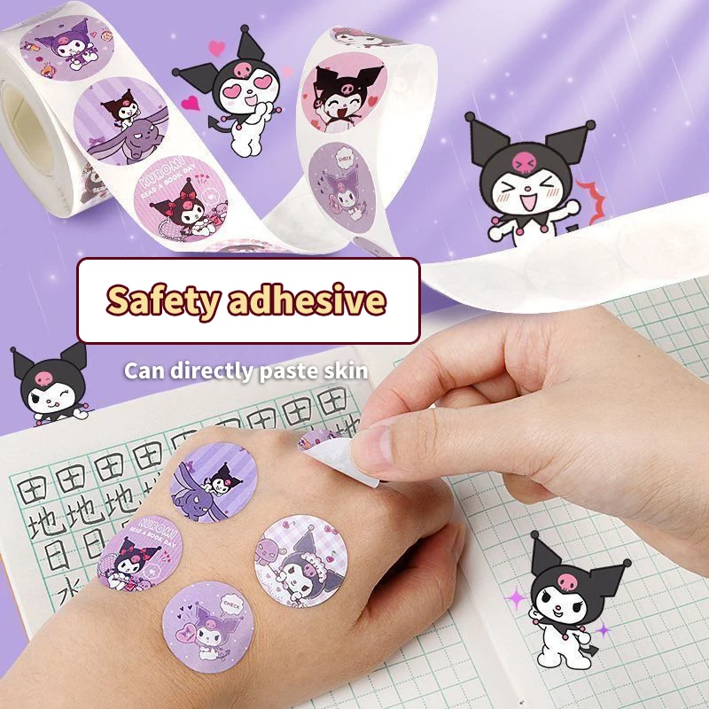Рулон мультяшных наклеек/500 шт. милые наклейки Cinnamoroll My Melody Kuromi, награды, студенческие справочники, подарочные декоративные наклейки