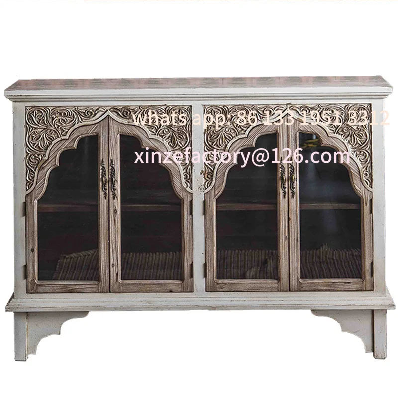 

Glass wedding decoration, dining side wooden storage household living room tea cabinet
