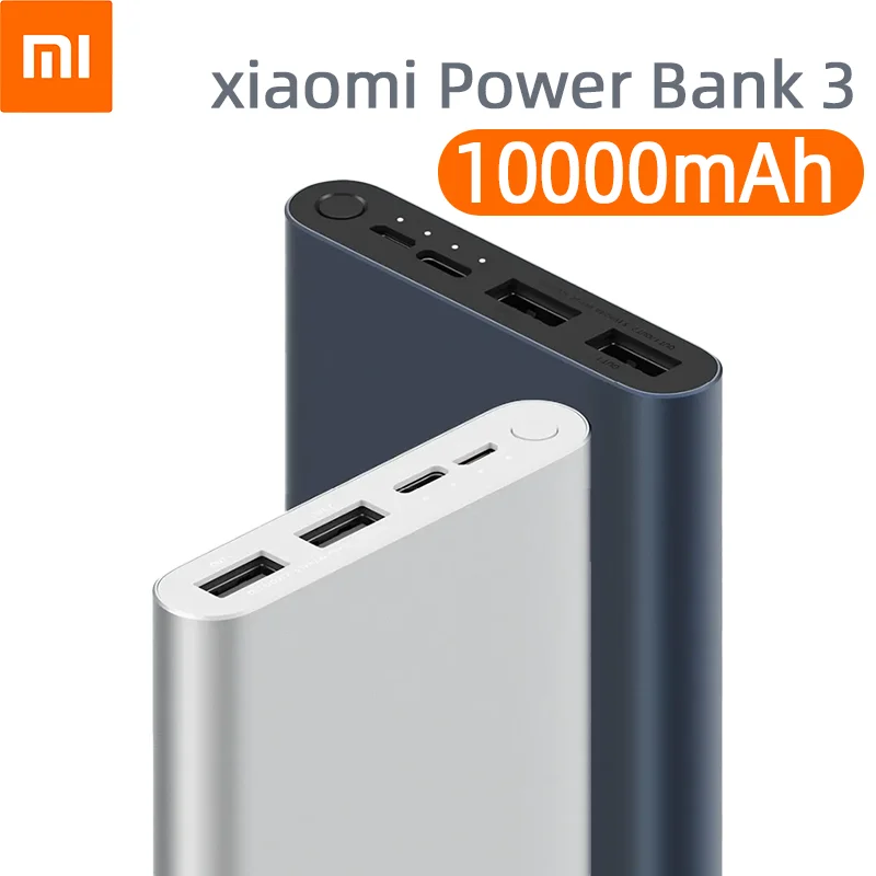 

Xiaomi Power Bank 3 10000mAh 18W QC3.0 USB Type C 2-Way Portable External Battery Charging Power Banks xiaomi 11 12 13