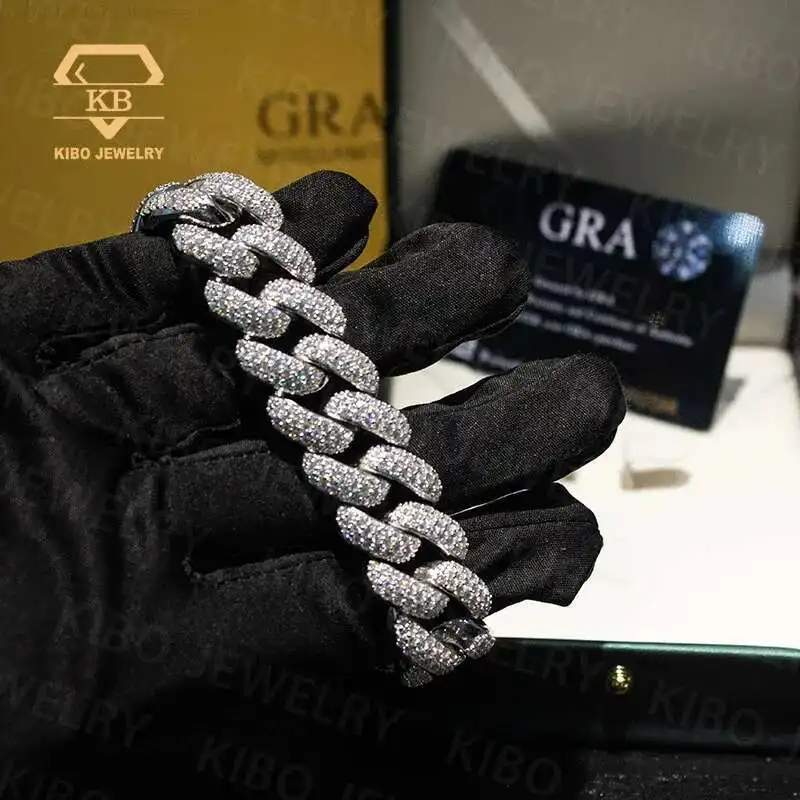 

Hip Hop 20MM Bust Down Miami Prong Setting LAB Grown Moissanite Diamond 925 Silver VVS Iced Out Cuban Link Chain