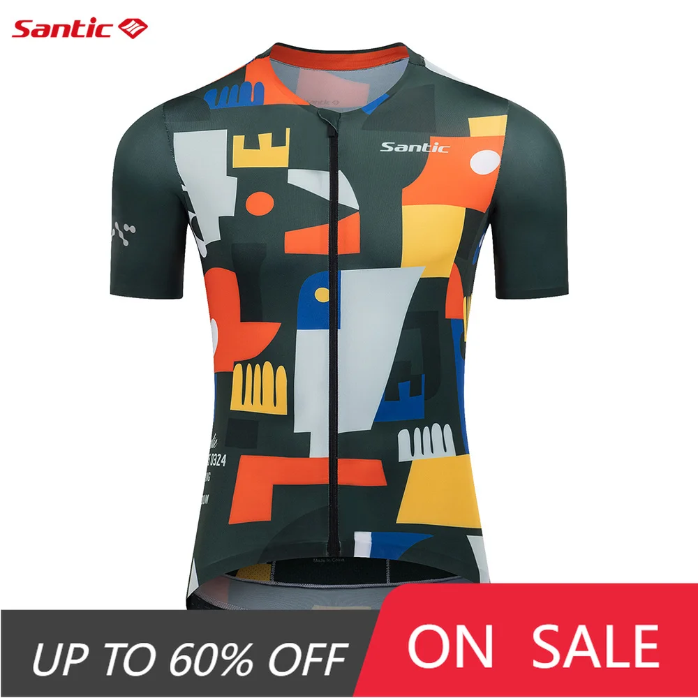 

Santic летние мужские велосипедные майки с короткими рукавами, одежда для велоспорта, велосипедная рубашка, футболки MTB, быстросохнущие
