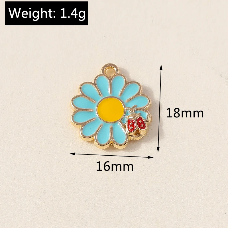10 Stück niedliche, gemischte Emaille-Blumen-Anhänger zum Basteln von Ohrringen, Halsketten, Armbändern, DIY-Bastelarbeiten, Schmuckzubehör und Geschenken ﻿ – Detail 7