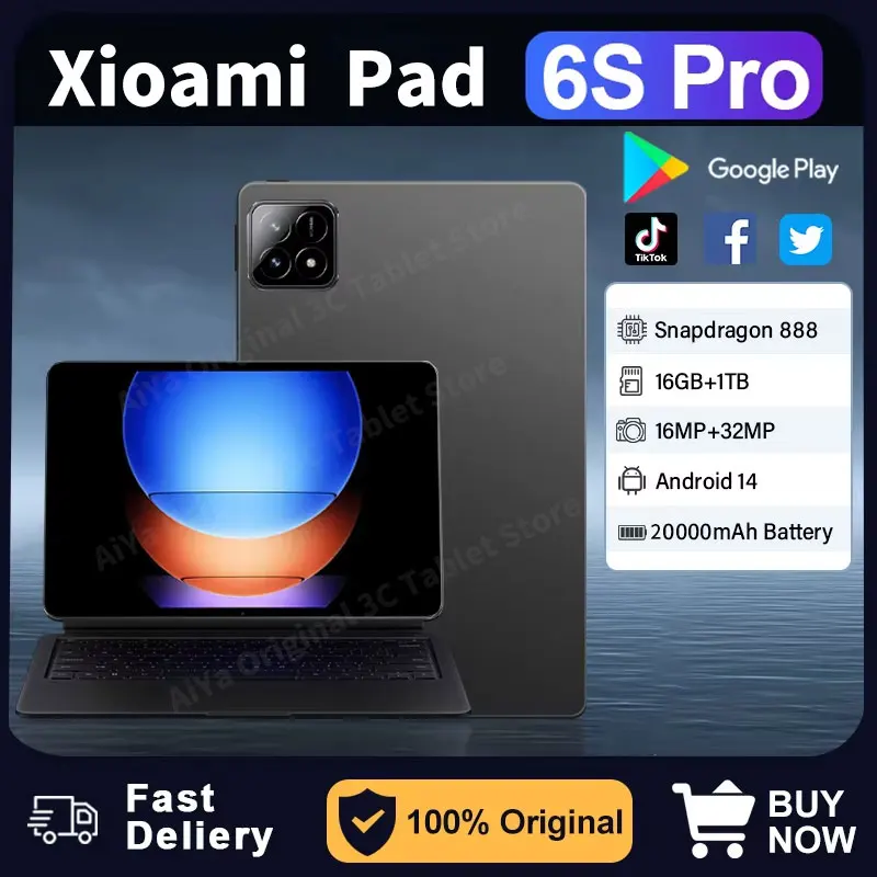 

Global Version Original Xiao Tablets PC Pad 6S Pro Snapdragon 888 Android 14 16GB+1TB Dual SIM Card 5G 11 inch WIFI HD 4K Mi Tab