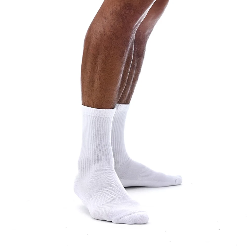 Chaussettes de sport en fibre de lyJean-à rayures verticales pour hommes, grandes chaussettes en coton astronomique, tête cousue à la main, blanc et noir