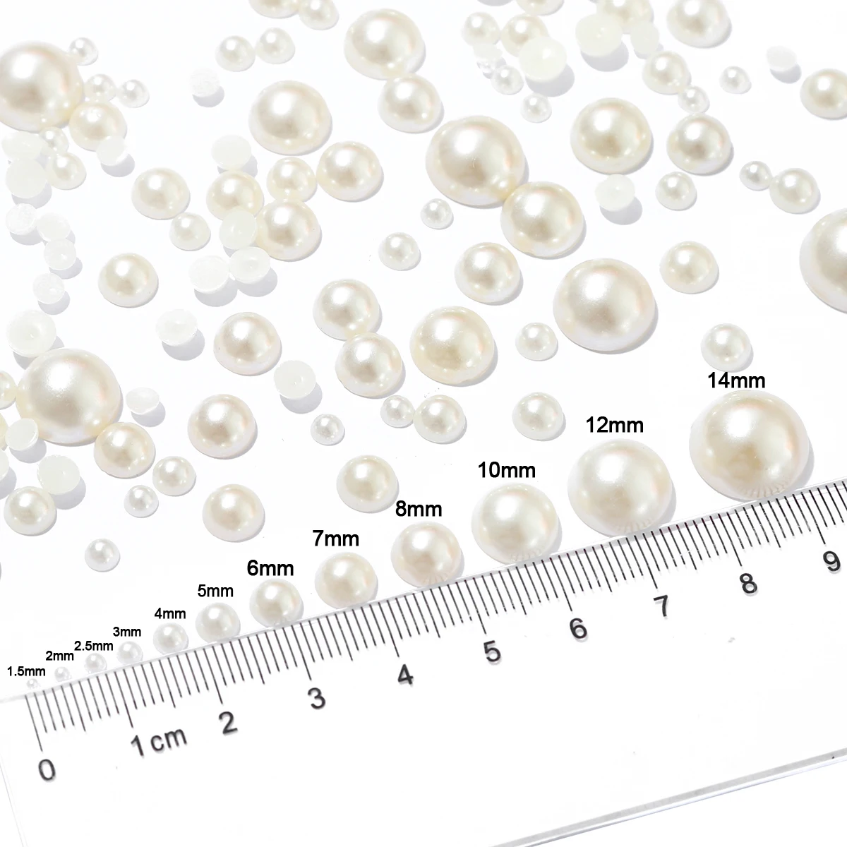  2/3/4/5/6/8/10/12/14 mm AB Color Imitation Pearls Craft Half Round Flatback Beads for Jewelry Making Nail DIY Decoration