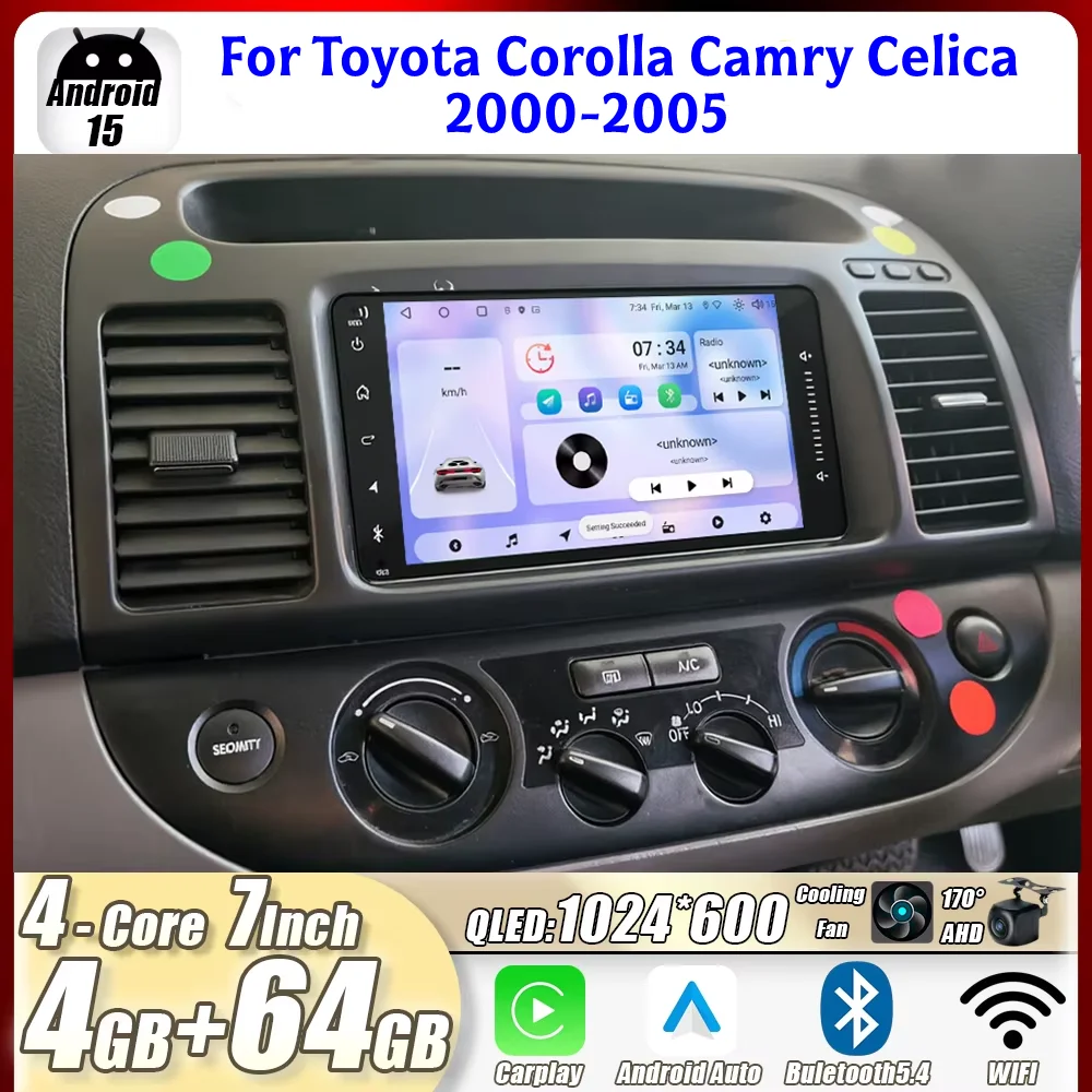 For Toyota Corolla Camry Celica 2000-2005 Car Radio Android 15 7