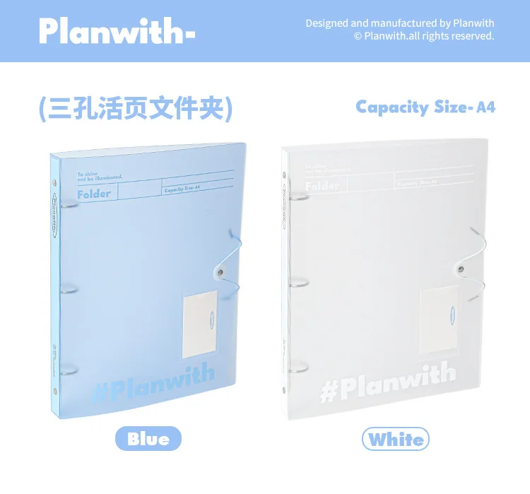 

A4 Simplicity Large Capacity File Folders Blue White Color 3 Hole Binder Desktop Organizer Student Test Paper File Folders