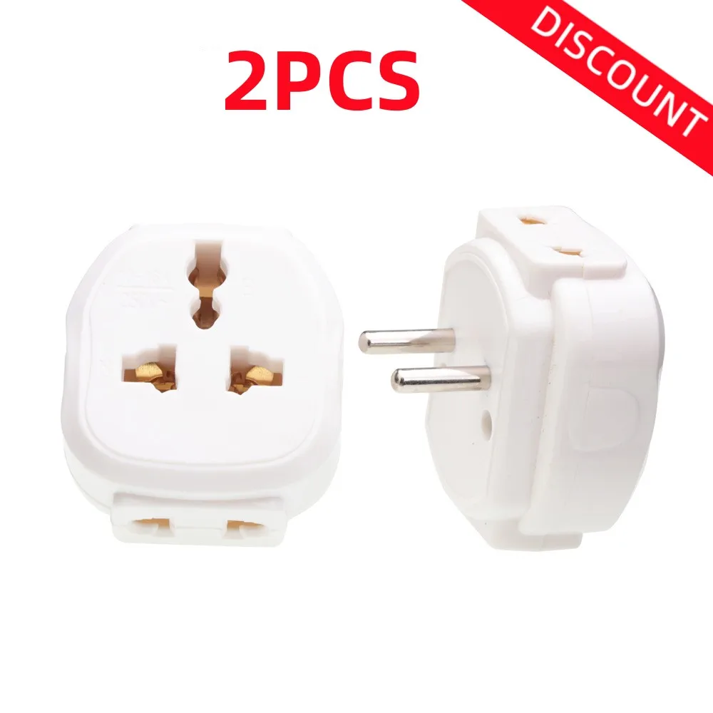 2pcs European Standard Conversion Plug Multi-Function Conversion Round Head Plug Converter Copper Sheet Socket Converter