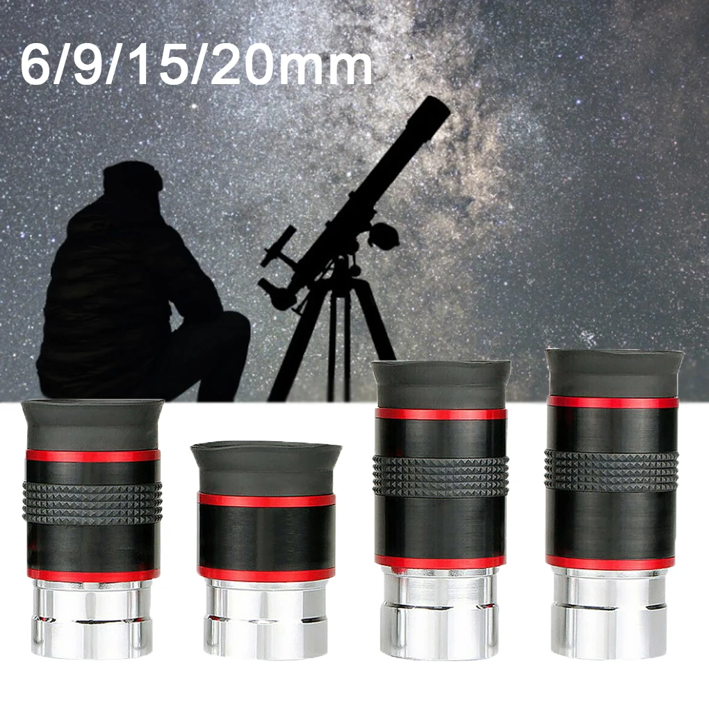 Astronomical Telescope Eyepiece Focal Length 1.25 Inch 68 Degrees Wide Angle Monocular Eyepiece with Rubber Guard 6mm9mm15mm20mm