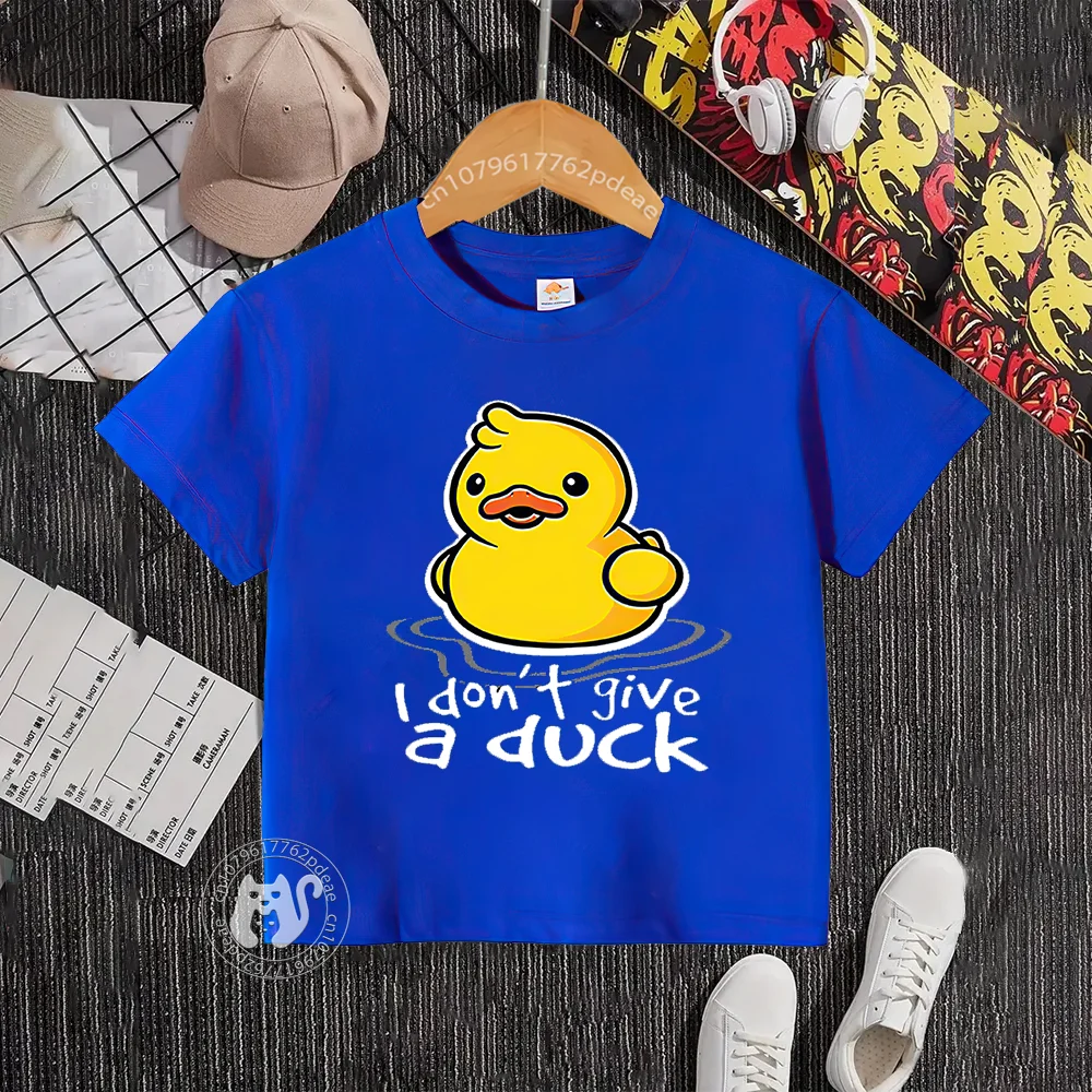 Youth summer hip hop style 100% cotton children\'s T-shirt Simple big duck print casual fashion boys and girls T-shirt children\'