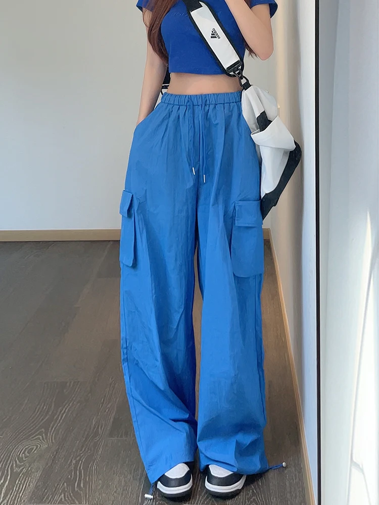 Sommer Frühling Tee Amerikanischen Sle Gerade Bein Lose Fit Dünne Retro Casual Hohe Taille Breite Bein Hosen für Frauen Trendy Streetwear