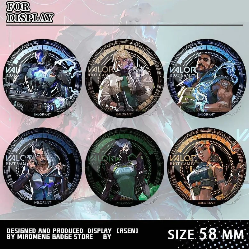 

Premium Valorant Sunset Iso Jett Sage Reyna Viper Killjoy Enamel Pins Badge Brooch Anime Collectible Ita Bag Charm Gift for Fans