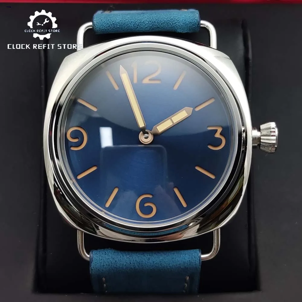 

Men's Classic Vintage Fashion Watch, Blue Sterile Dial and Leather Strap, Water Resistant, Manual Movement Watch