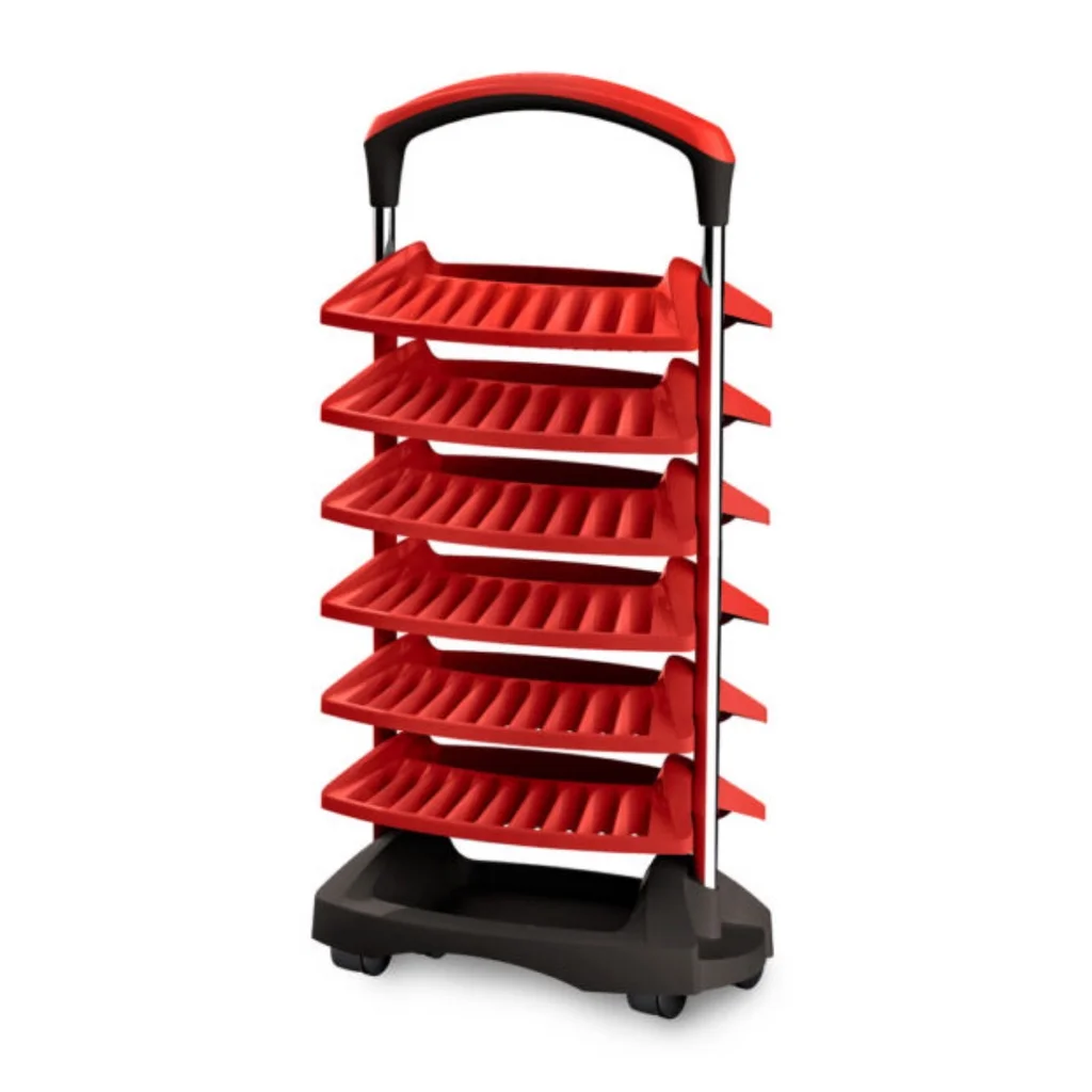 Diva 6 Trays Enamel Display Cart (120 Enamels) Red and Black