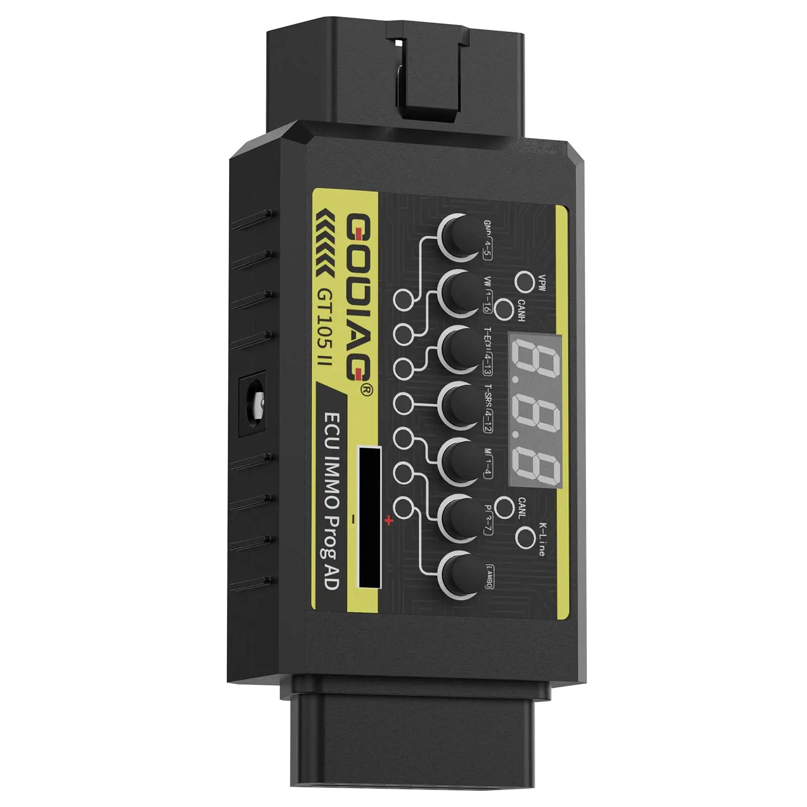 GODIAG GT105 II ECU IMMO Prog AD Obd2 صندوق توزيع موصل عرض جهد السيارة بطارية السيارة أقل من 11 فولت إنذار موجه