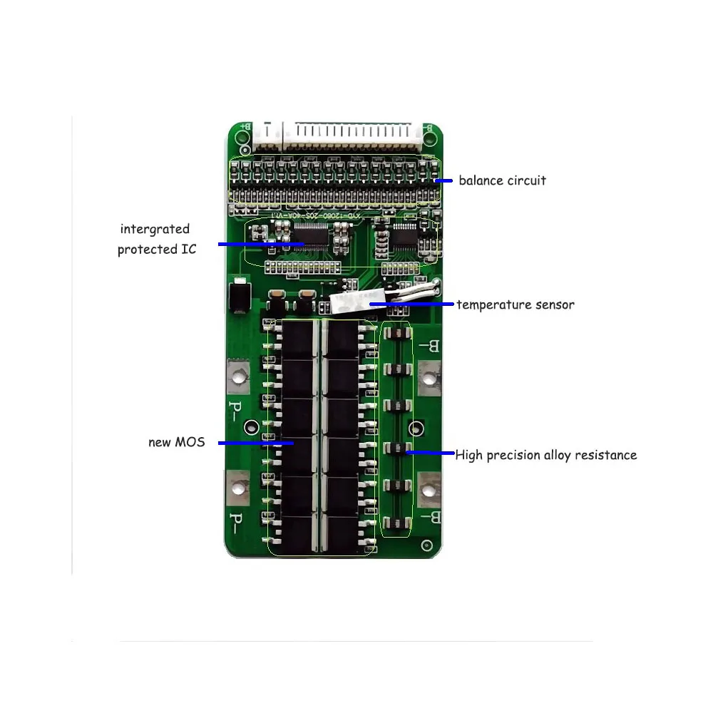 Температурный NTC 48 в 60 в 72 в 40 А BMS баланс 13S 14S 16S 17S 20S Защитная плата 18650 литий-ионный Аккумулятор Lifepo4