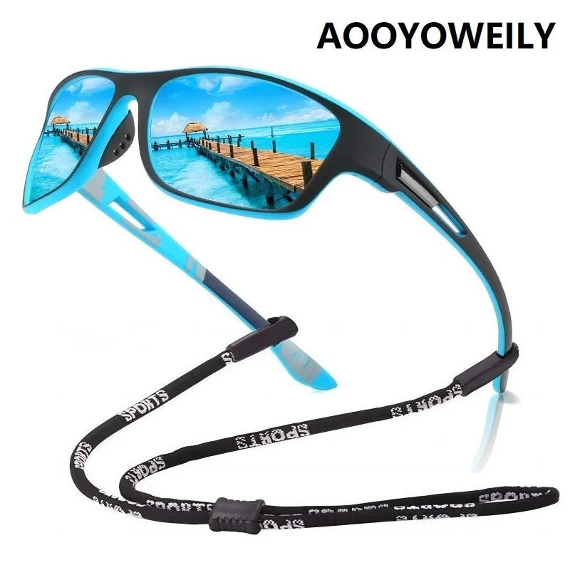 Luxus Angeln Polarisierte Sonnenbrille Für Männer Frauen Laufen Wandern Sport Fahren Sonnenbrille Mit Kette Männlichen Sport Brillen UV400