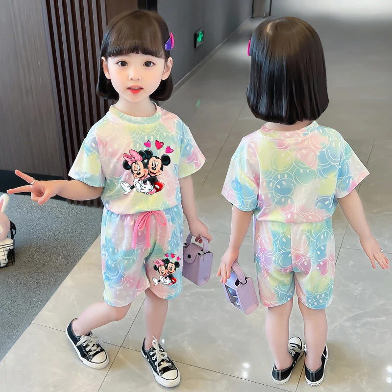 

Disney Mickey Minnie Mouse Baby T-Shirts Pants Suit Girls Summer Clothes Cartoon Anime Outfit Tracksuit Tees Kids Pajamas Sets