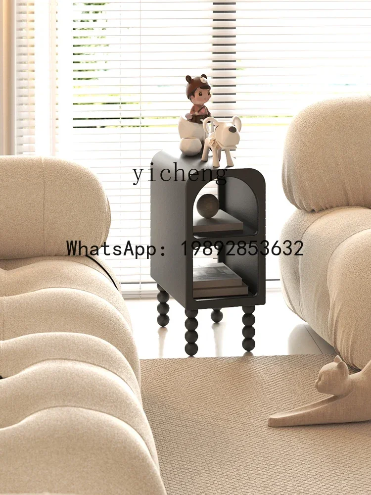 LYY Bedside Table Small Floor Storage Rack Ultra Narrow Sofa Side Table Bedside Cabinet