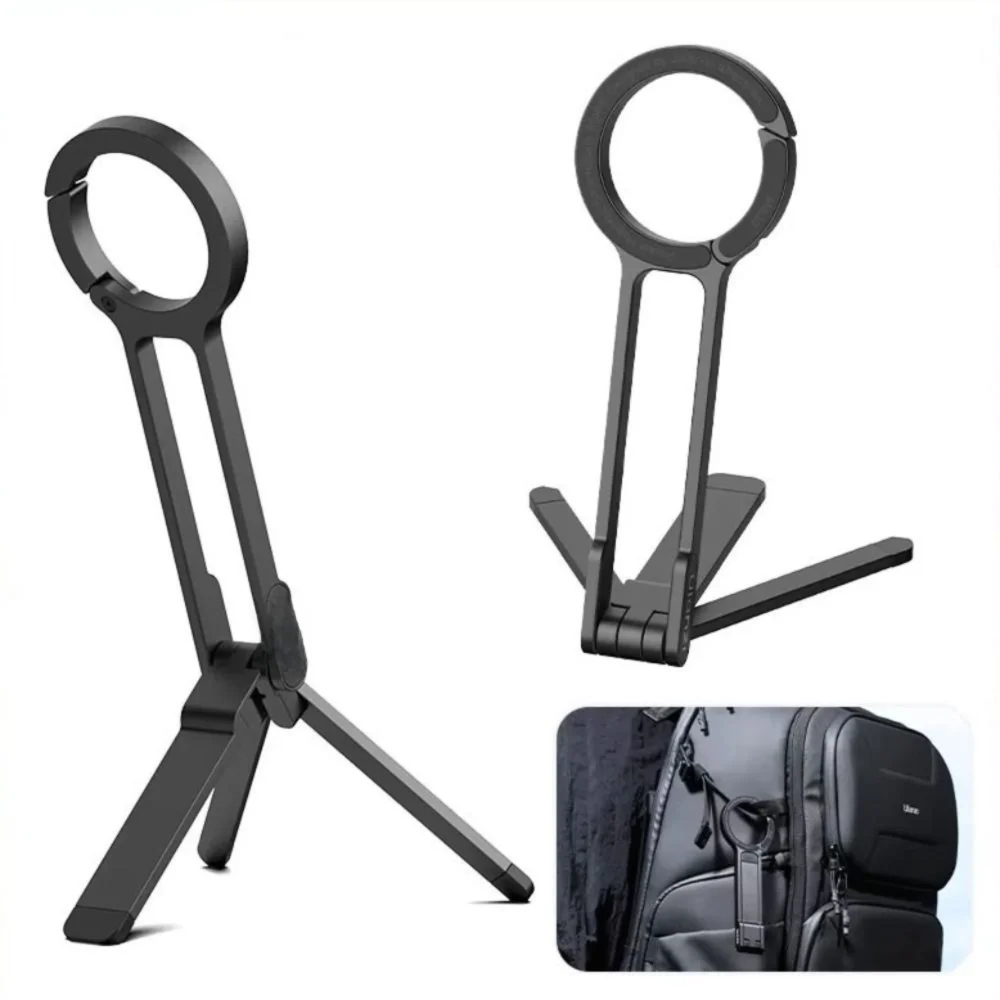 

Carabiner-Mounted Phone Tripod Angle Adjustable Dual-sided Magnetic Phone Holder Portable Foldable Phone Handle Outdoor