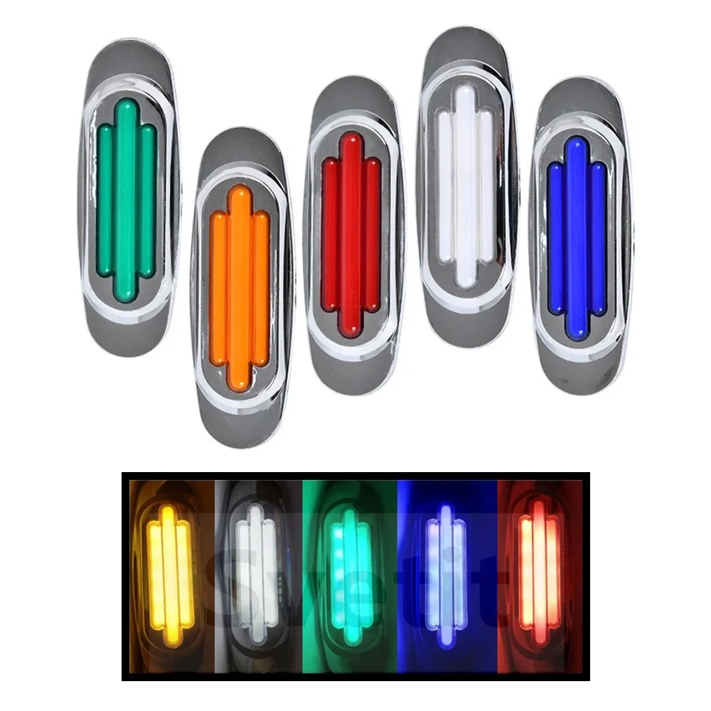2PCS 16-LED Electroplate Marker Lights, 12V/24V Multi-Color White/Amber/Red/Green/Blue for Custom Vehicle Outline Lighting