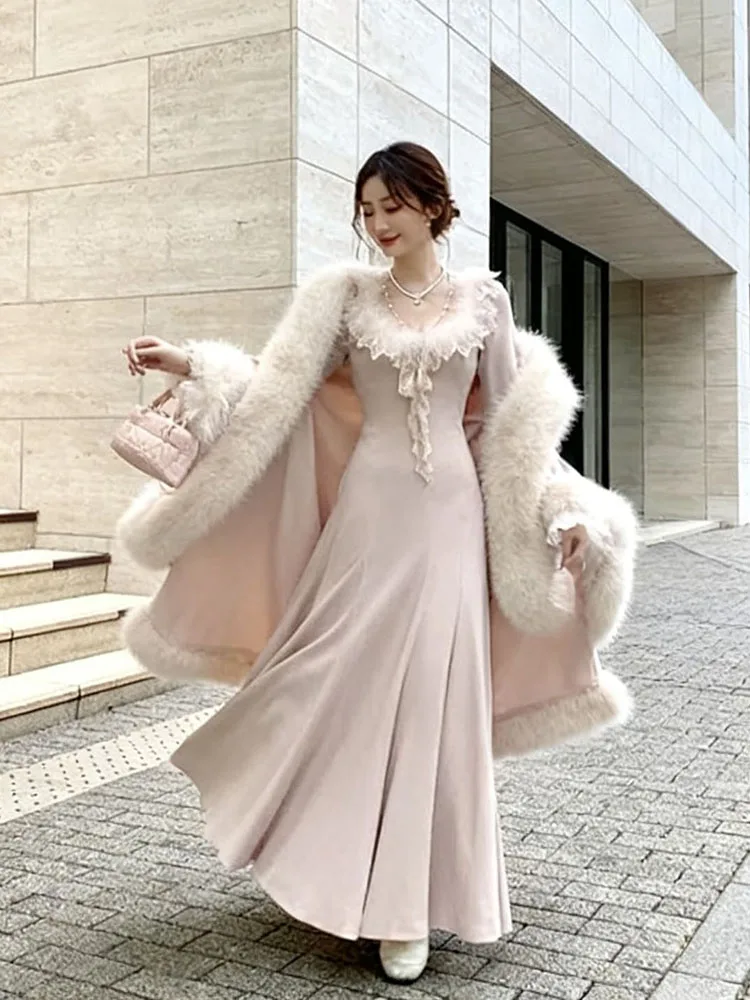 Warme gebreide jas en priem tweedelige set voor dames Winter Faion Afslanken Ensemble Zachte Sle Geschikt voor feesten en data