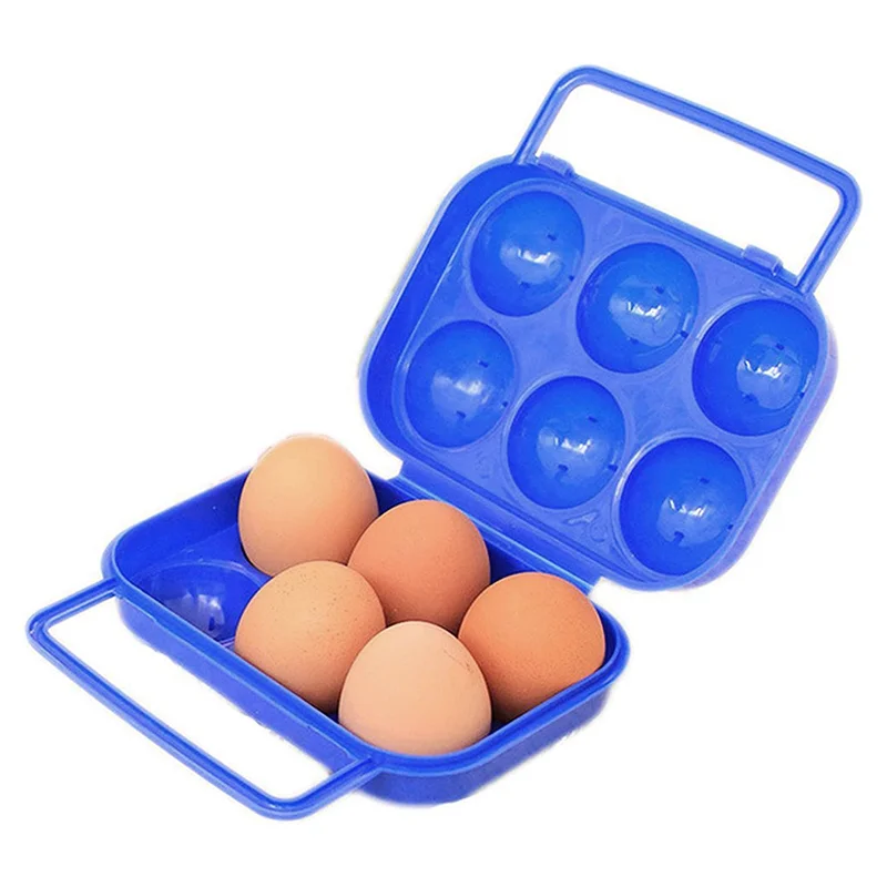 6 Grids Egg Storage Box Portable Plastic Egg Holder Container Organizer for Outdoor Camping Picnic Eggs Case Egg Tray Storage