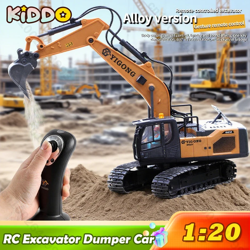 RC Excavator Dumper Car 2.4G Remote Control Crawler Truck Engineering Vehicle Bulldozer Toys for Boys Kids Christmas Gifts