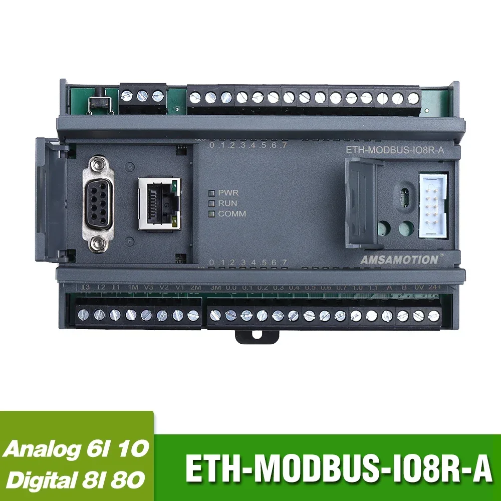 ETH-MODBUS-IO8R-A PLC Module Ethernet Port MODBUS TCP RTU RS485 Converter Digital 8I/O Analog 6I Switch Acquisition Realy