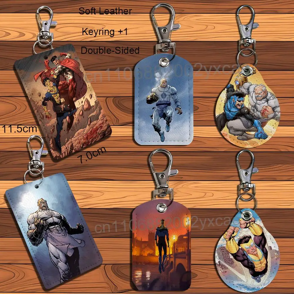 

game Conquest M-Mark Invincible Rectangle ID Card Case Keychain Access Card Bag Key Tag Ring Leather Card Holder Key Ring Access