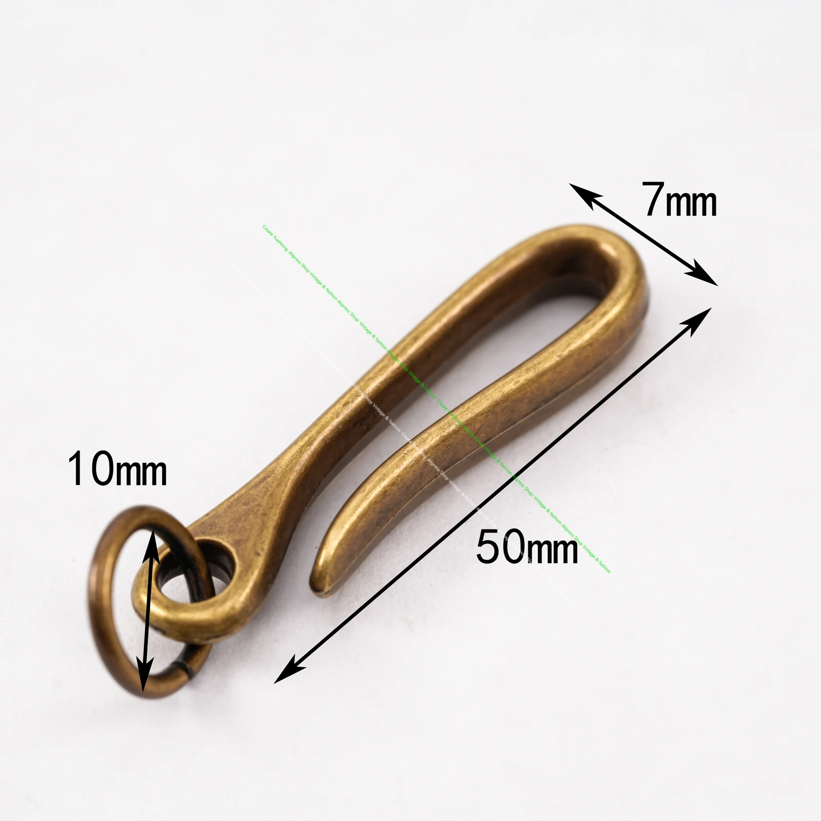 5pc 50mm Quality Antique Brass Car Keychain Keyring Fob Clip Belt U Hook Loop Jeans Wallet Chain Accessories Fish Hook SET