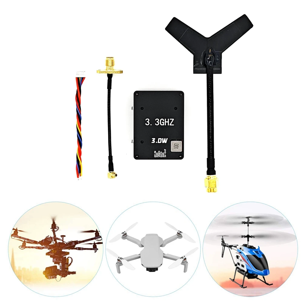 

AA91 3.3G 3W VTX 16CH FPV Audio Video Transmitter for FPV Long Range RC Drone