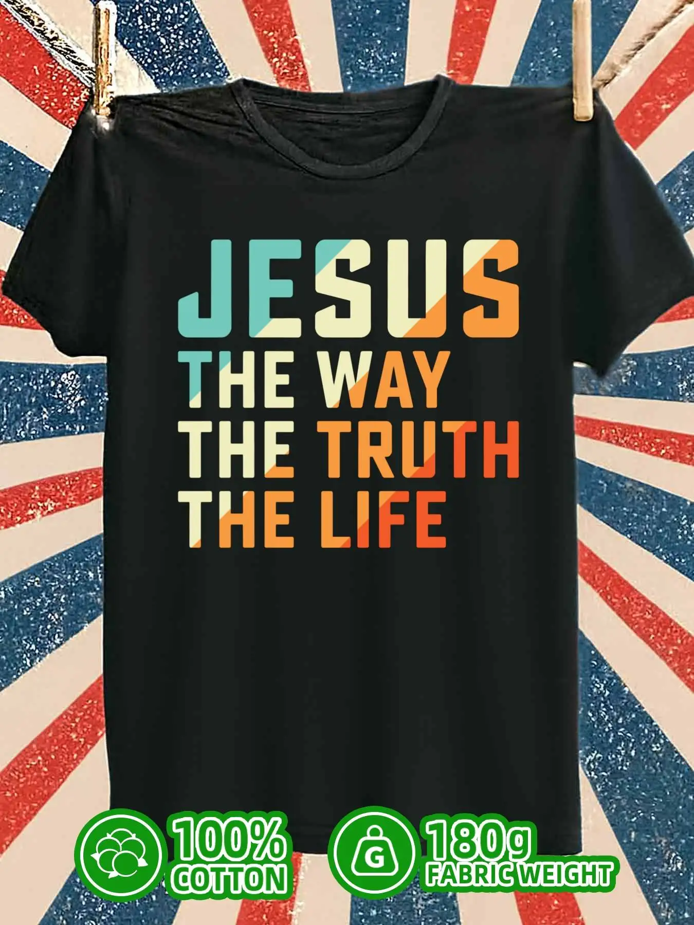 

Jesus The Way The Truth The Life Graphic Tee Men's Casual Printed Tee 180g Cotton Crew Neck Top Soft Fabric Style Unisex Summer