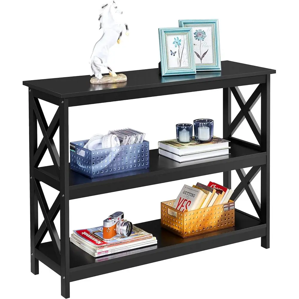 ole Table with Storage Shelves, 3-Tier Entryway Table Soa Side Table Narrow Long Bookshel or Hallway Living Room, Accent urnitur