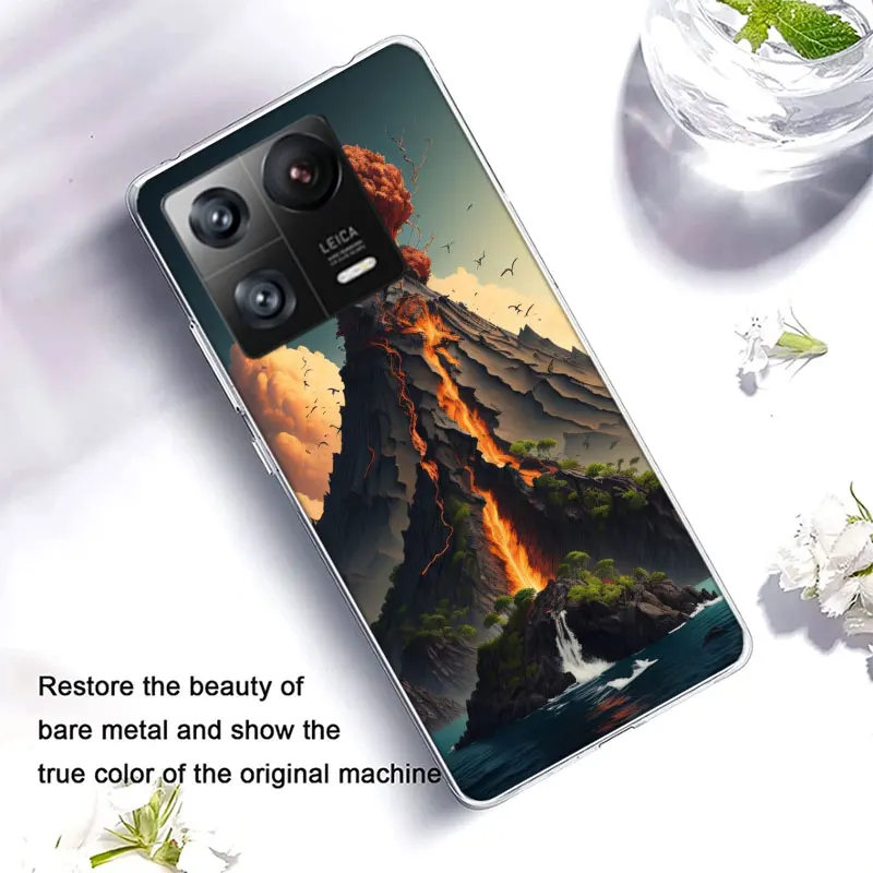 Volcanic Eruption Clear Luxury For Xiaomi Mi 13 12 12T Pro 11 Ultra 11T 11i 10 10T 9 9T 8 Lite 6X 5X A3 CC9E A2 A1 Phone Cover C