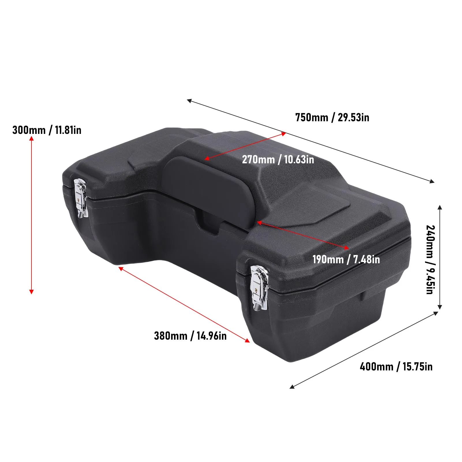 ATV صندوق تخزين خلفي 55L سعة كبيرة مقاوم للمطر ATV صندوق الأمتعة الخلفي مع مسند الظهر وقفل أمان للمشي لمسافات طويلة والتخييم #5