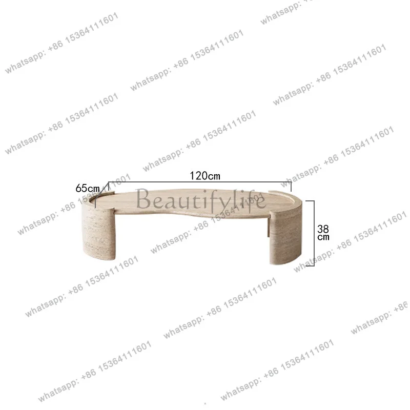 Nordic simple modern natural travertine living room coffee table home light luxury coffee table