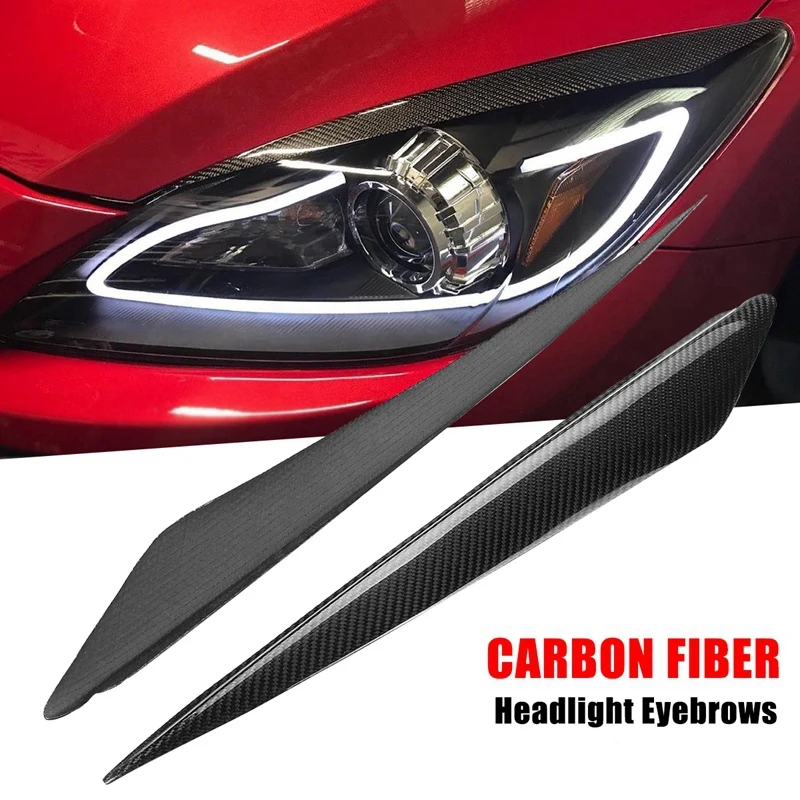 

Carbon Fiber Headlight Eyebrows Cover Head Light Lamp Eyelids Trim Decoration For Mazda 3 2010 2011 2012 2013