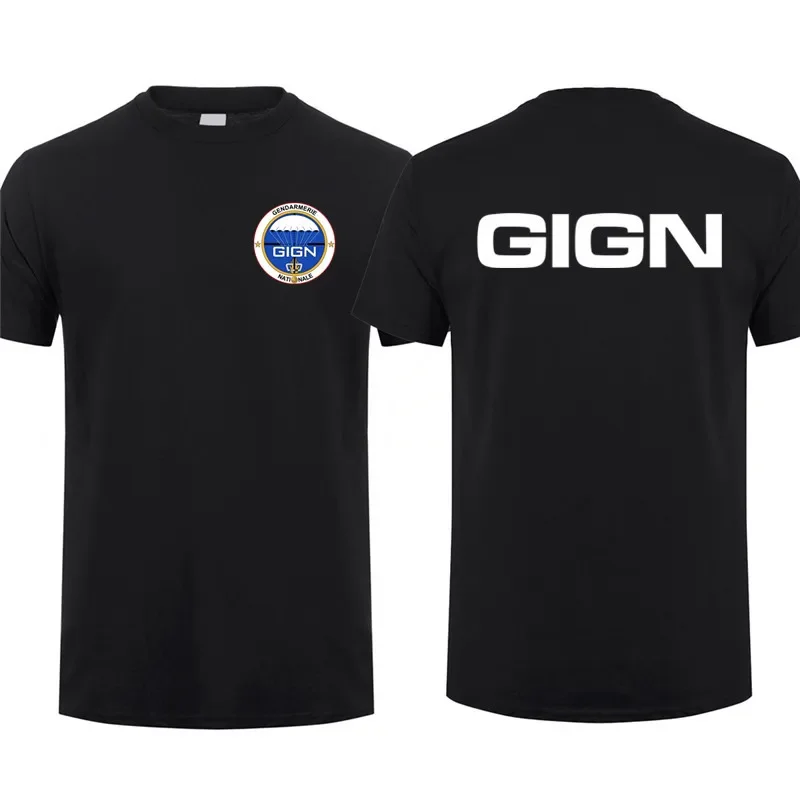 

2025 Fashion Street men's clothing 100% pure cotton T-shirt, French Gendarmerie casual sports T-shirt, trend summer wear