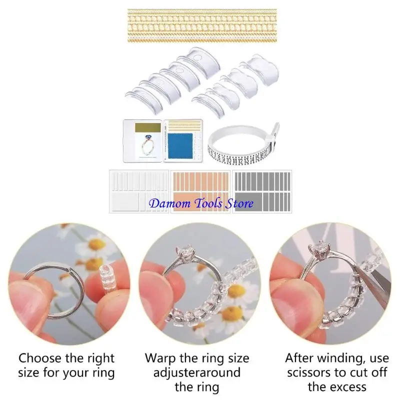 57BE 71Pcs Rings Size Adjuster Rings Guard Clip Invisible Tightener Rings for Women Men Adjuster Rings Sizer Measuring